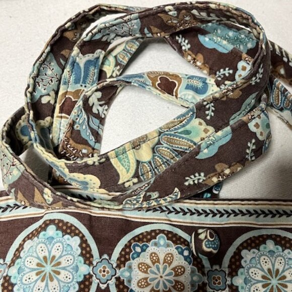 Vera Bradley Quilted Floral Shoulder Tote Travel Bag Brown Blue 13"x14" - Picture 11 of 16